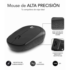 Souris sans fil Subblim Silent Business Plus - Design ergonomique et plat - Connexion sans fil - Technologie Silent Click - Réso