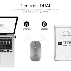 Souris Subblim Dual Flat - Double connexion - Silent Click - Batterie rechargeable - Molette en silicone - Précision 1600 DPI -