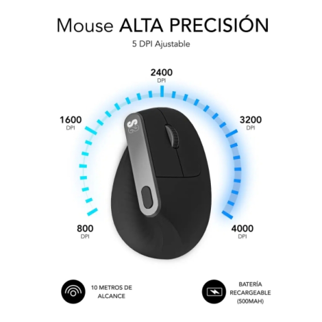 Souris verticale Subblim Nature Vertical Ergo Dual Bluetooth, USB 2.4Ghz 4000dpi - 5 Boutons - Utilisation droitier - Couleur No