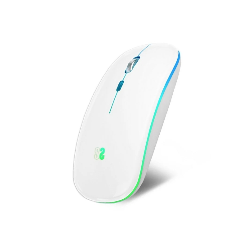 Souris Subblim LED Double Souris Plate - Double Connexion - Clic Silencieux - Éclairage LED en 7 Couleurs - Batterie Longue Duré