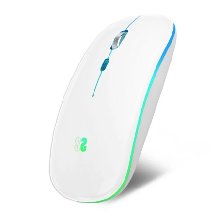 Souris Subblim LED Double Souris Plate - Double Connexion - Clic Silencieux - Éclairage LED en 7 Couleurs - Batterie Longue Duré