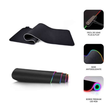 Subblim Tapis de souris LED RVB extra large 800 x 300 x 4 mm – Espace libre pour souris et clavier – 9 couleurs et 3 effets d'éc