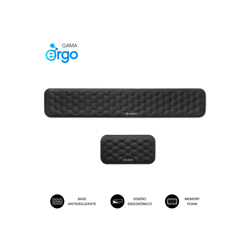 Repose-poignet Subblim Pack Ergo Airpad pour clavier et souris - Mousse à mémoire de forme 65D - Tissu AirMesh respirant - Base