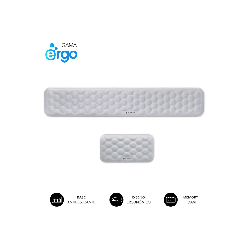 Repose-poignet Subblim Pack Ergo Airpad pour clavier et souris - Mousse à mémoire de forme 65D - Tissu AirMesh respirant - Base