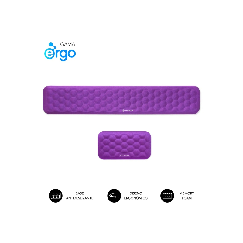 Repose-poignet Subblim Pack Ergo Airpadding pour clavier et souris - Mousse viscoélastique 65D - Tissu AirMesh respirant - Base