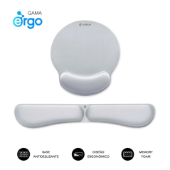 Tapis de souris ergonomique Subblim Pack Ergo MemoryFlex et repose-poignet pour clavier - Mousse résistante - Micro-texturée imp