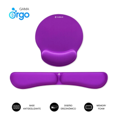 Tapis de souris ergonomique Subblim Pack Ergo MemoryFlex et repose-poignet pour clavier - Mousse résistante - Micro-texturée imp