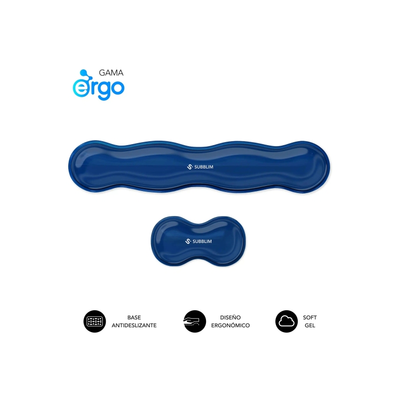 Repose-poignet Subblim Pack Ergo Crystal Flex pour clavier et souris - Gel de refroidissement auto-ajustable - Design ergonomiqu