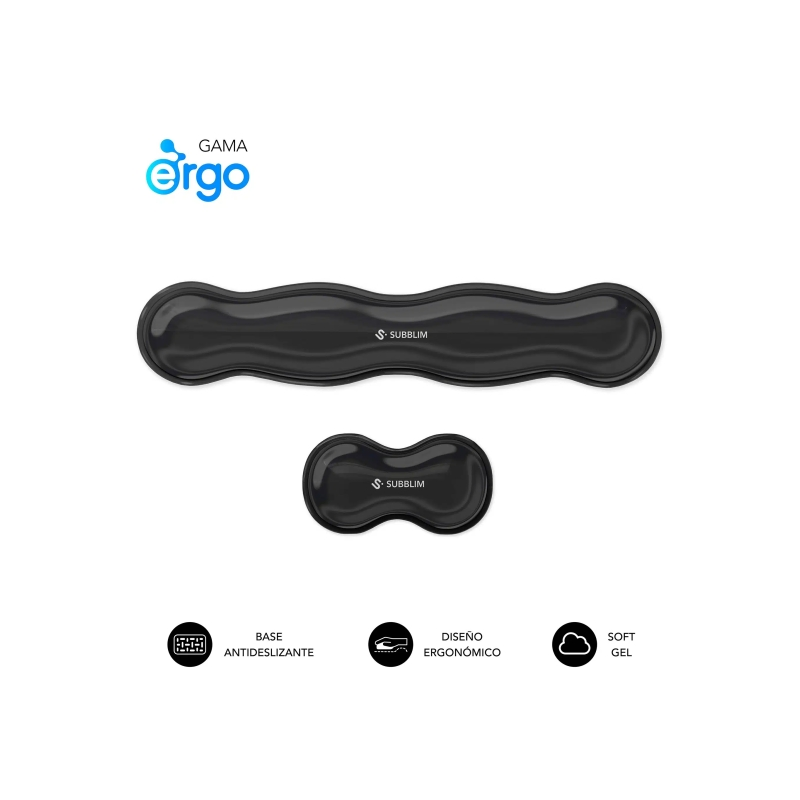Repose-poignet Subblim Pack Ergo Crystal Flex pour clavier et souris - Gel de refroidissement auto-ajustable - Design ergonomiqu