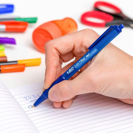 Stylos bille Bic Soft Feel bleu lot de 12