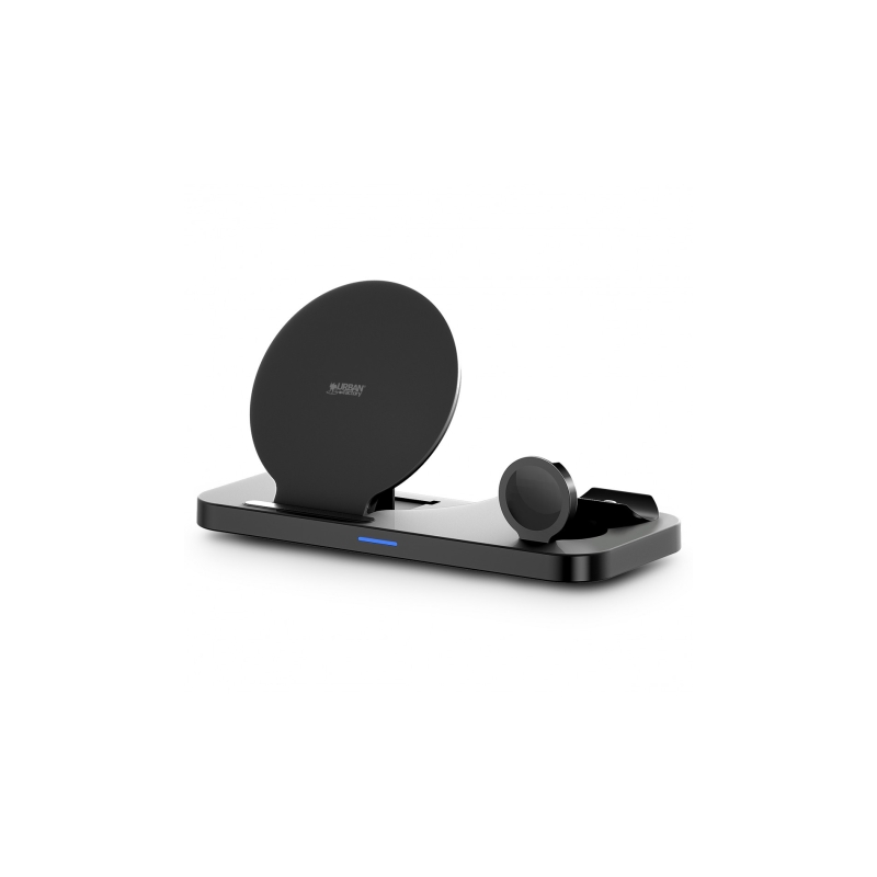 Chargeur sans fil 3-en-1 Urban Factory Power avec fonction support 15 W - Smartphone / Montre connectée / Casque - Noir