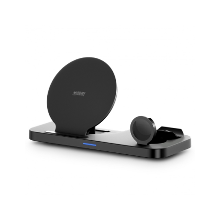 Chargeur sans fil 3-en-1 Urban Factory Power avec fonction support 15 W - Smartphone / Montre connectée / Casque - Noir