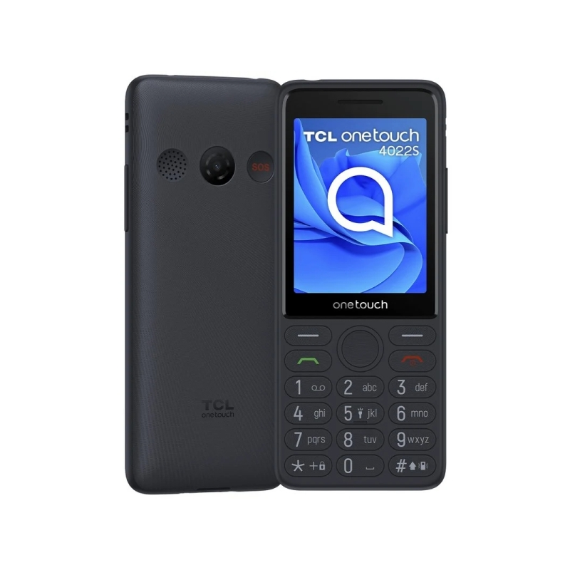 Téléphone portable TCL One Touch 4022s Écran 2,8" Bluetooth - Spécial Seniors - Base de chargement - Bouton SOS - Couleur Gris