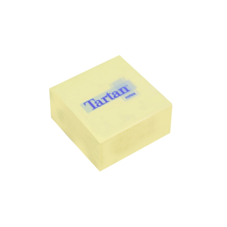 Cube de 400 notes autocollantes repositionnables Tartan - 76 x 76 mm - Jaune clair