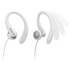 Écouteurs intra-auriculaires sport Philips - Câble de 1,2 m - Prise jack 3,5 mm - IPX2 - Microphone intégré - Crochet d'oreille