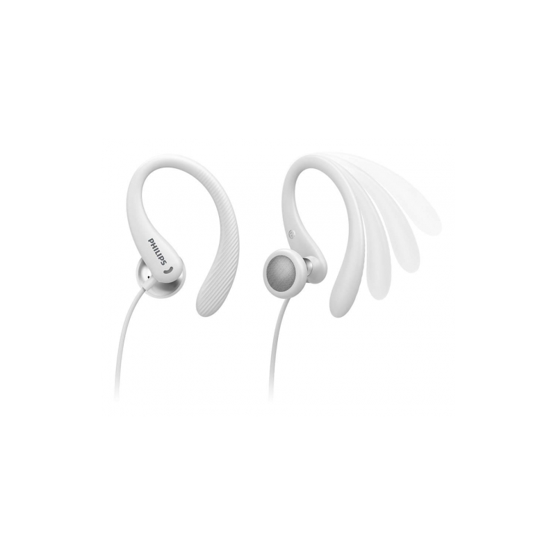 Écouteurs intra-auriculaires sport Philips - Câble de 1,2 m - Prise jack 3,5 mm - IPX2 - Microphone intégré - Crochet d'oreille