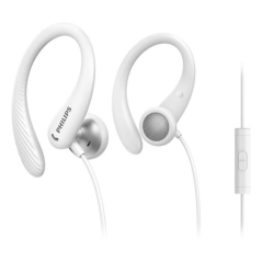 Écouteurs intra-auriculaires sport Philips - Câble de 1,2 m - Prise jack 3,5 mm - IPX2 - Microphone intégré - Crochet d'oreille