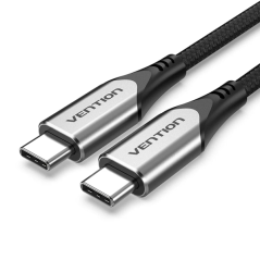 Câble USB-C 3.1 Vention - Puissance jusqu'à 60 W - Longueur 0,5 m - Vitesse jusqu'à 5 Gbit/s - Gaine en coton tressé - Gris