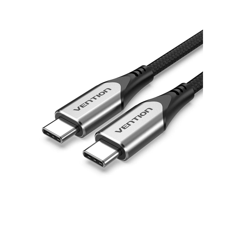 Câble USB-C 3.1 Vention - Puissance jusqu'à 60 W - Longueur 0,5 m - Vitesse jusqu'à 5 Gbit/s - Gaine en coton tressé - Gris
