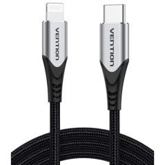 Câble Vention Lightning vers USB-C - Puissance jusqu'à 27 W - Longueur 1,5 m - Vitesses de transfert jusqu'à 480 Mbit/s - Blinda