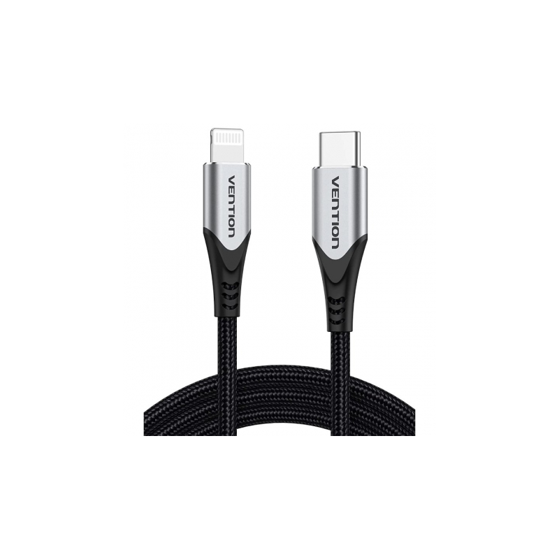 Câble Vention Lightning vers USB-C - Puissance jusqu'à 27 W - Longueur 1,5 m - Vitesses de transfert jusqu'à 480 Mbit/s - Blinda