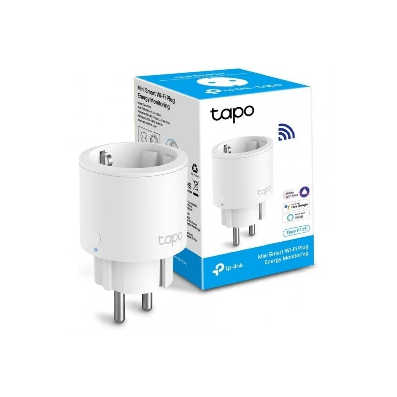 TP-Link Tapo P115 Mini Wi-Fi Smart Plug - Moniteur d'énergie - Idéal pour les multiprises - Minuterie - Commande vocale