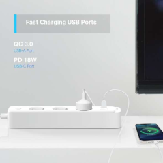 TP-Link Tapo P300 WiFi Smart Power Strip - 3 Prises et 2 Ports USB 3.0 - Charge Rapide 18W - Commande Vocale - Câble 1,50m