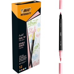 ✅ LOT de 12 Bic Intensity Stylo marqueur pastel à double pointe - Pointe pinceau + pointe fine - Encre à base en stock
