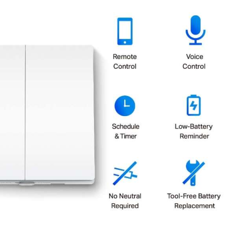 TP-Link Tapo S220 Interrupteur d'éclairage intelligent double WiFi - Contrôle par application - Commande vocale - Horaire progra
