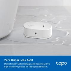 TP-Link Tapo T300 Detector de Fugas de Agua - 6 Sondas - Temperatura Regulable - Alerta Sonora 90dB - IP67 - 2 Pilas AAA - Compa