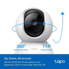 Caméra de surveillance Wi-Fi TP-Link Tapo TC71 2K - Rotation 360º - Vision nocturne - Détection de mouvement et notifications -