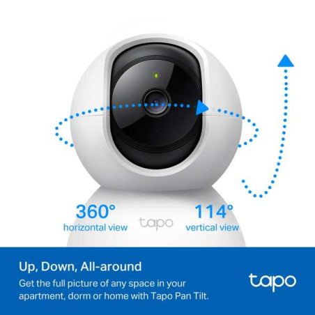 Caméra de surveillance Wi-Fi TP-Link Tapo TC71 2K - Rotation 360º - Vision nocturne - Détection de mouvement et notifications -