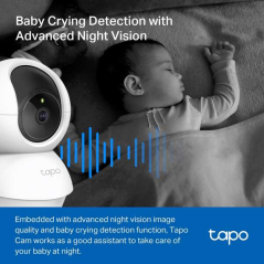 Caméra de surveillance Wi-Fi TP-Link Tapo TC71 2K - Rotation 360º - Vision nocturne - Détection de mouvement et notifications -