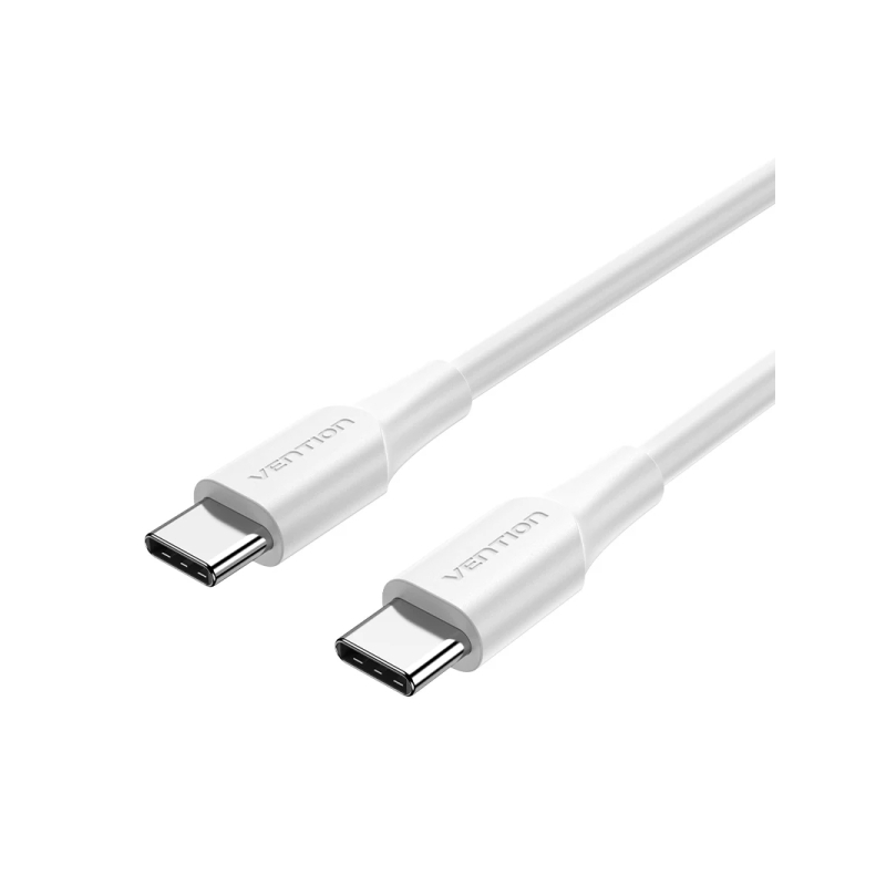Câble USB-C Vention - Puissance jusqu'à 60 W - Longueur 1 m - Boîtier PVC - Vitesse jusqu'à 480 Mbit/s - Blanc