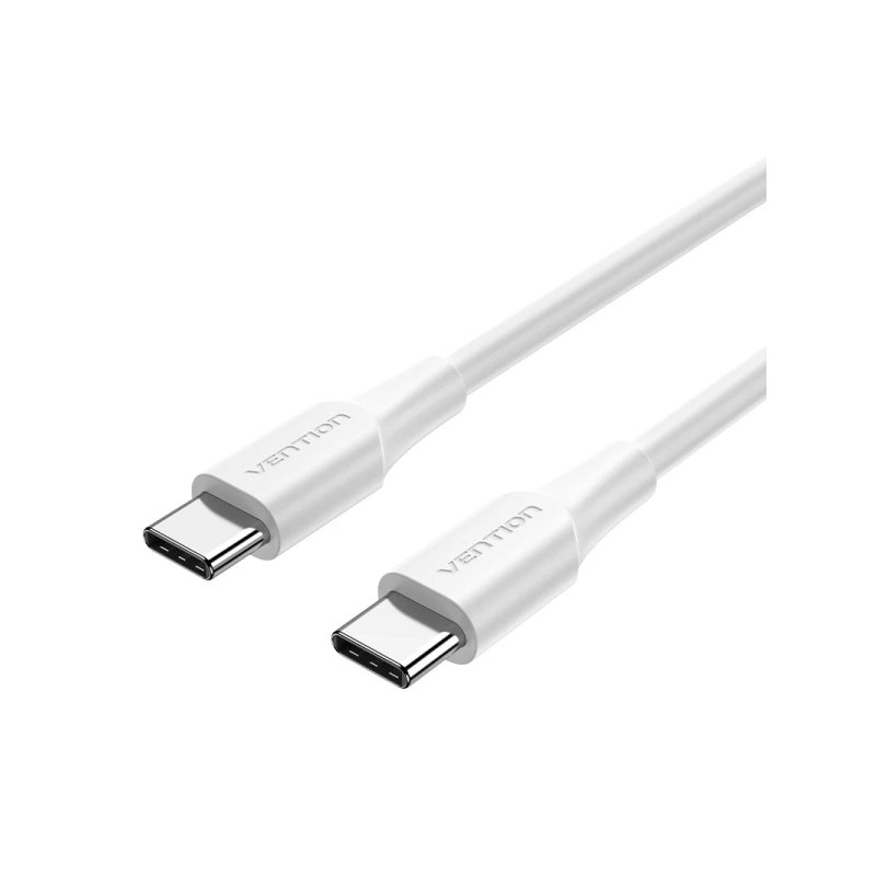 Câble USB-C Vention - Puissance jusqu'à 60 W - Longueur 1,5 m - Boîtier PVC - Vitesse jusqu'à 480 Mbit/s - Blanc