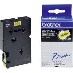Ruban d'étiquettes laminé original Brother TC601 - Texte noir sur fond jaune - 12 mm x 7 m de large