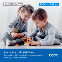TP-Link Tapo TC71 Pack de 2 Camaras de Seguridad - 2K QHD - WiFi - Resolucion de 3Mpx - Vision Nocturna - Audio Bidireccional -
