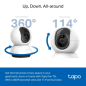 Caméra de sécurité WiFi TP-Link TC72 2K QHD 4MP 360º - Vision nocturne - Détection et notifications intelligentes par IA - Alarm