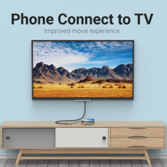 Adaptateur convertisseur Vention - USB-C mâle vers HDMI femelle - Câble de 15 cm - Aluminium - Gris