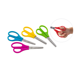 LOT de 10 Ciseaux d'école Faibo Comfort 13,5 cm - Pointe ronde - Acier inoxydable - Manche en plastique - Couleurs assorties