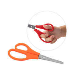 LOT de 10 Ciseaux d'école Faibo Comfort pour gauchers 13,5 cm - Pointe ronde - Acier inoxydable - Poignée en plastique - Couleur
