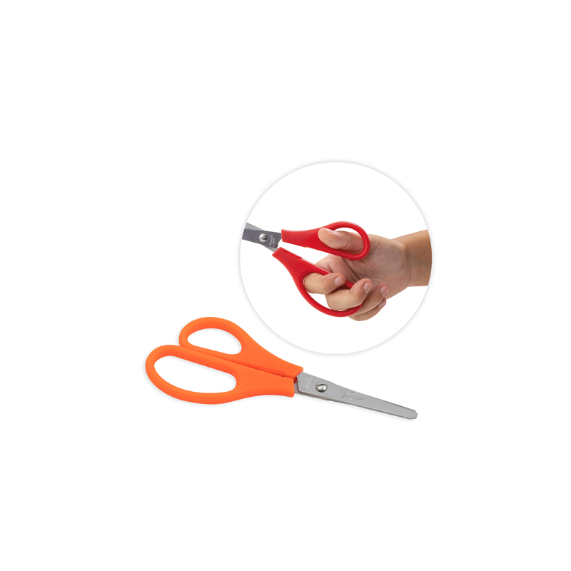 LOT de 10 Ciseaux d'école Faibo Comfort pour gauchers 13,5 cm - Pointe ronde - Acier inoxydable - Poignée en plastique - Couleur