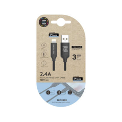 Câble TechOneTech USB-A Male vers Lightning Male 1m - Revêtement Nylon Tressé
