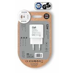 Chargeur mural double TechOneTech + câble USB-A vers Lightning de 1 m - Revêtement en nylon tressé blanc