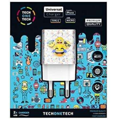 TechOneTech Emojitech Smile Chargeur mural double USB-A - Haute performance