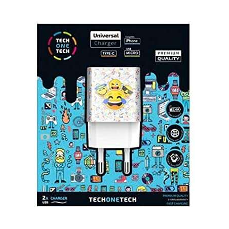 TechOneTech Emojitech Smile Chargeur mural double USB-A - Haute performance