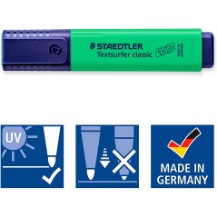 surligneur vert capuchon bleu Staedtler