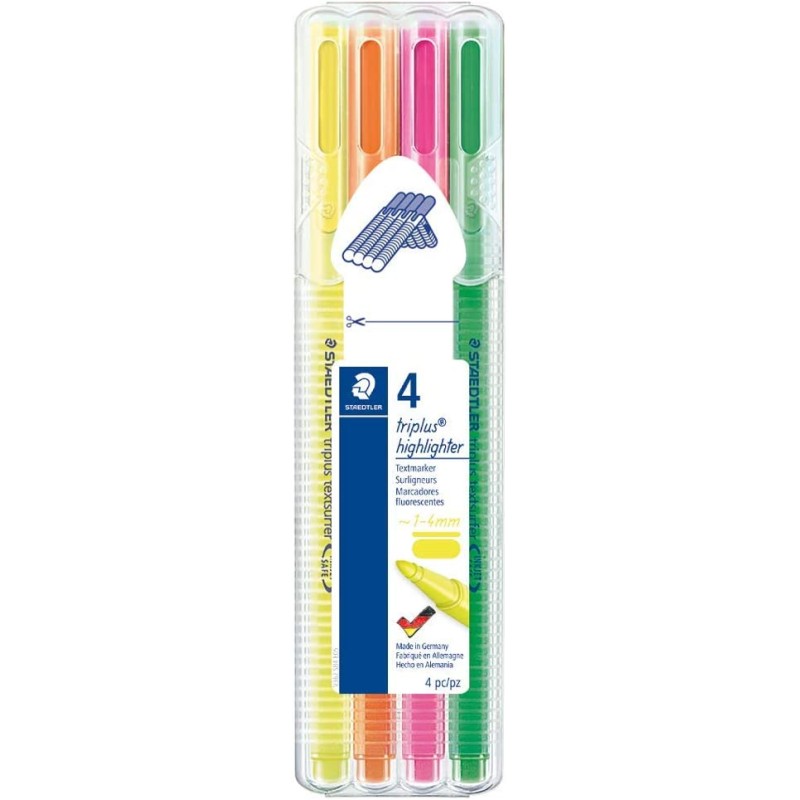 Marqueurs fluorescents Staedtler Triplus 362 x4 pointe 1-4 mm Marqueurs fluorescents Staedtler Triplus 362 x4 pointe 1-4 mm