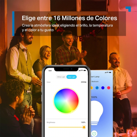 TP-Link TL13E Pack de 2 Bombillas Inteligentes RGB - Casquillo E27 - Intensidad Regulable - WiFi - Compatible con Asistente de V
