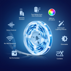 TP-Link TL61-5 Tira LED de 5m - Intensidad Regulable - Adhesivo 3M - WiFi - Control con Asistente Virtual y App - Recortable - R